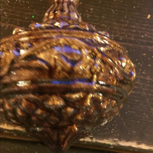 New Hand Blown Glass Christmas Tree Ornament Elegant Copper Vintage Dreidel Top - Picture 7 of 13